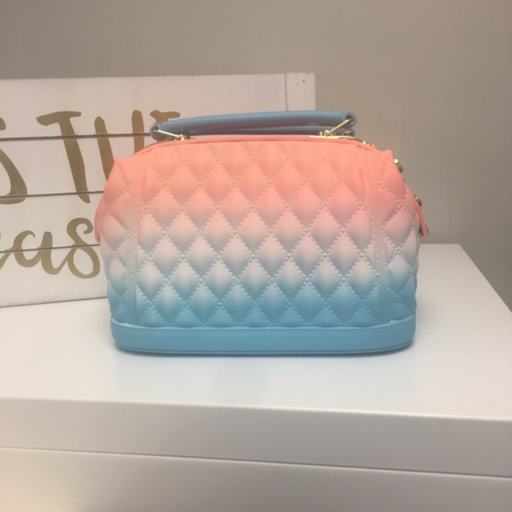 New Quilted Ombre Rainbow Jelly Crossbody Bag